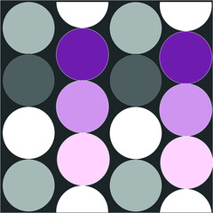 Circles of gray and purple on a dark background.Bright print for women's clothing