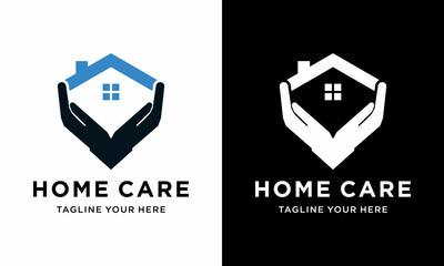 home care logo design template. home vector icon, on a black and white background.