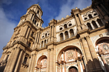 Fototapeta na wymiar Santa Iglesia Catedral de la Encarnación. Catedral de Málaga Andalucía España. La manquita