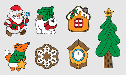 Set of Christmas elements. Christmas elements for stickers, cards, invitations, backgrounds, and more.