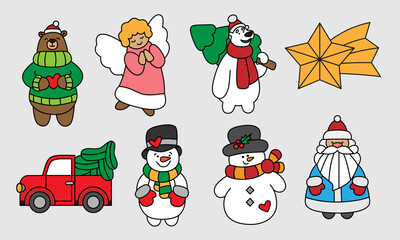 Set of Christmas elements. Christmas elements for stickers, cards, invitations, backgrounds, and more.