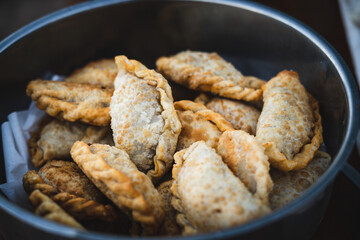 Top view of typical Argentine fried meat pies