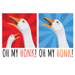 Funny T-shirt print geeses, honk, vector © Yulia