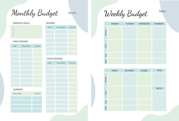 Montly and weekly budget planner - obrazy, fototapety, plakaty