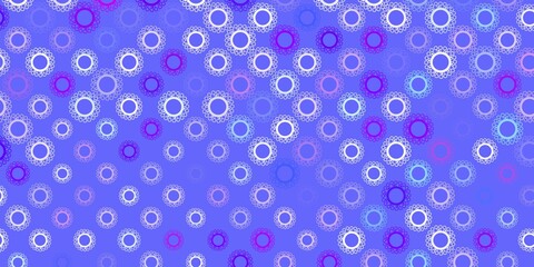 Light blue, red vector background with covid-19 symbols.