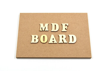 Raw MDF board with wooden lettering.