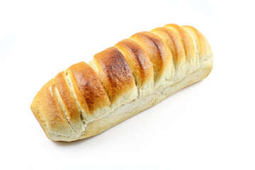 Whole fresh bread isolated on white background