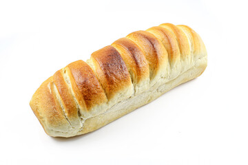 Whole fresh bread isolated on white background