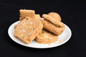 Indian Til Gul Gur Ke Khasta Gajak Burfi Gazak Barfi Gajjak Rolls Tilkut Are Made Of Sesame Seeds Tilgul, Cashew Nuts Kaju, Badam, Pista, Peanuts And Moongfali. Enjoyed On Makar Sankranti And Lohri