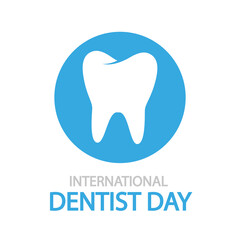 International day dentist tooth logo icon, vector art illustration.