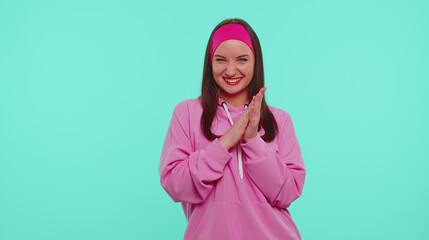 Sneaky cunning teenager stylish girl with tricky face gesticulating and scheming evil plan,...