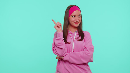 Villain idea. Sneaky teenager student girl conspiring scheming, thinking over tricky plan with...