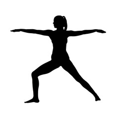 Fototapeta na wymiar Female Silhouette in a yoga dance variation Pose