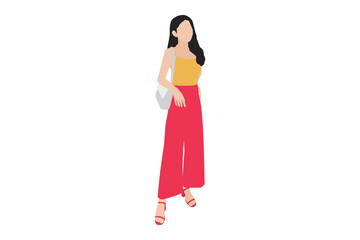 Vector illustration of elegant women posing on the sidewalk