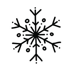 Hand drawn doodle snowflake isolated on white background.