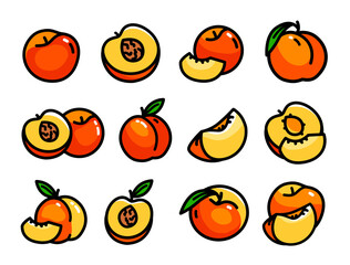 Peach simple color icons set