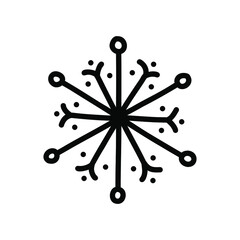 Hand drawn doodle snowflake isolated on white background.