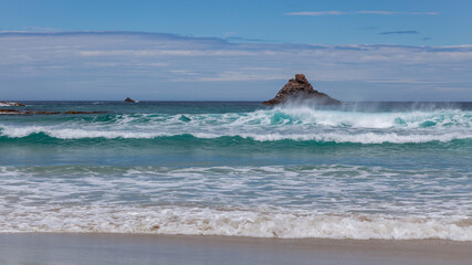 View offshore from Sandfly Bay in the South Island of New Zealand