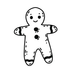 Vector doodle gingerbread man isolated on white background.