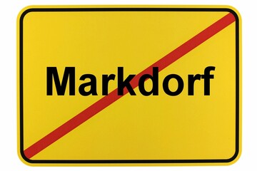 Illustration eines Stadtausgangsschildes der Stadt Markdorf