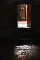 mystic view of open door with sunlight