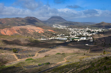 The small town Haria in the north of Lanzarote, Spain. The Valley of the thousand palms.