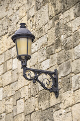 wall lamp with stone background