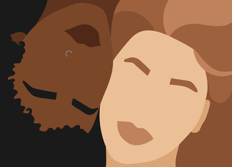 International Women's Day Feminism card with hand drawn cartoon characters of women in modern flat minimalism style