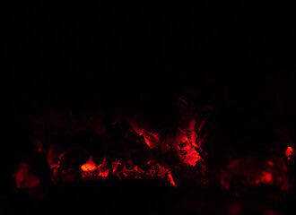 Fototapeta na wymiar fading birch coals in the oven