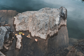 a large stone in the ruskeala mountain park in Karelia