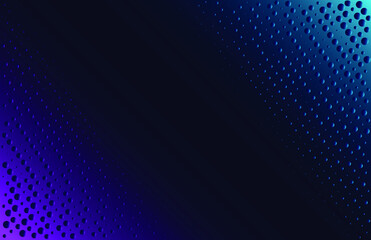 Obraz premium Dynamic dotted texture. Purple and turquoise circular elements on dark blue background.
