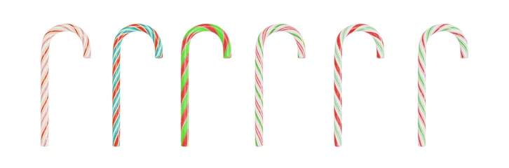Foto auf Leinwand Christmas candy canes isolated on white background © FriendlyPixels
