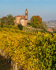 Beautiful autumnal landscape near Barolo, in the Langhe region of Piedmont, northern Italy.