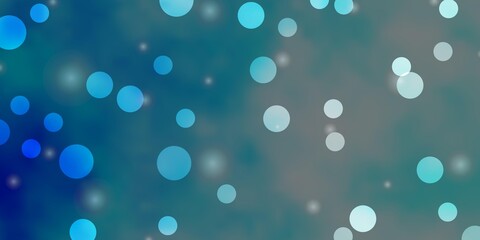 Light BLUE vector texture with circles, stars.