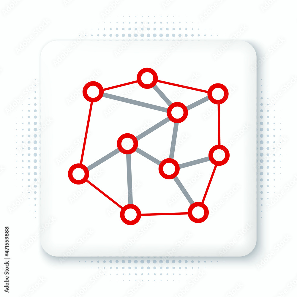 Poster line neural network icon isolated on white background. artificial intelligence. colorful outline con