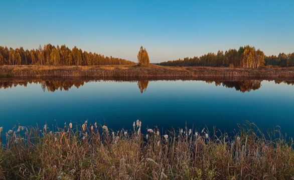 Autumn lake landscape