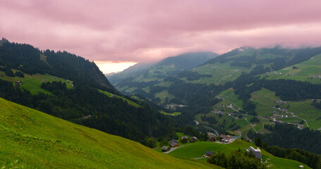 Fototapeta premium Gemeinde Sonntag im Bezirk Bludenz - Großes Walsertal / Vorarlberg 