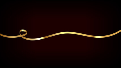 Gold ribbon on a dark burgundy background. Vector illustration.