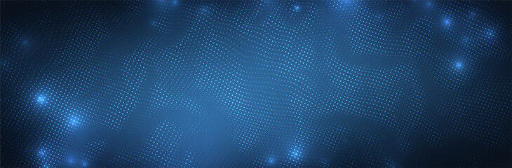 Futuristic blue background. 3d dot pattern. Technology vector illustration