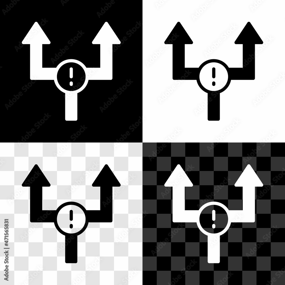 Poster set arrow icon isolated on black and white, transparent background. direction arrowhead symbol. navi