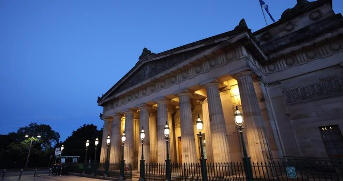 Edinburgh at night. Scottish National Gallery is the national art gallery of Scotland, located on The Mound in central Edinburgh. Scottish National Gallery is a famous art museum in Scotland