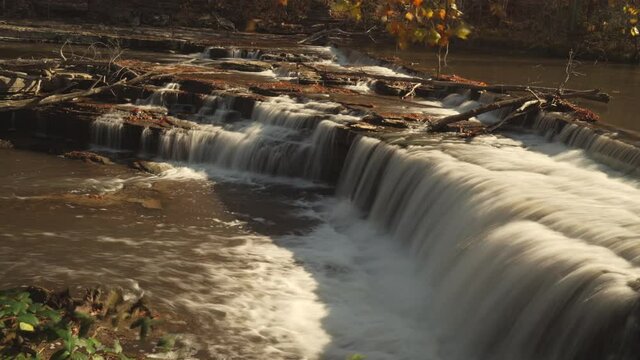 This time lapse video showcases a scenic rushing waters landscape at Indiana's beautiful Upper Cataract Falls waterfall.