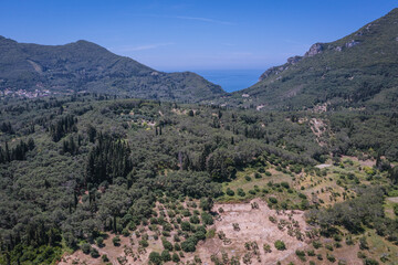 Fototapeta na wymiar Surroundings of Vouniatades mountainous village on the Corfu Island, Greece