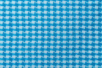 Shemagh of sky blue and white colors background. Texture of arab desert scarf keffiyeh close-up. Mesh cotton hirbawi macro. Azure kefia pattern full frame. Middle East head scarf kufiya.