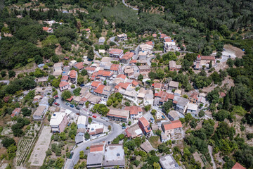 Fototapeta na wymiar Buildings in Vouniatades mountainous village on the Corfu Island, Greece
