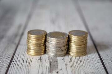 three columns of euros of one and two to spend on sweets