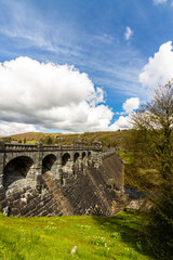 Dam of the lake Llyn Vyrnwy reservoir, Oswestry,  North Wales