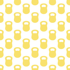 Seamless pattern of sports equipment - kettlebells. Weight-lifting. Sports background. Flat style. Healthy lifestyle. Isolated vector illustration.