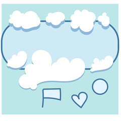 Clouds and banner blue background set