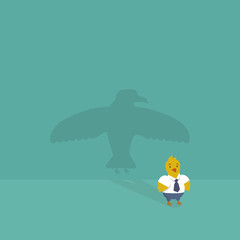 Chicken and eagle shadow. Business. Flat design.